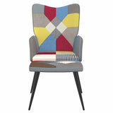 Chaise de relaxation avec tabouret Patchwork Tissu
