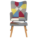 Chaise à bascule avec tabouret Patchwork Tissu