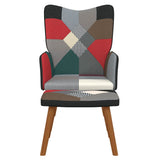 Chaise de relaxation avec repose-pied Patchwork Tissu