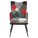 Chaise de relaxation avec tabouret Patchwork Tissu