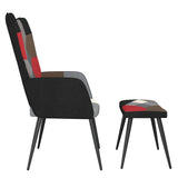 Chaise de relaxation avec tabouret Patchwork Tissu