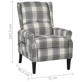 Fauteuil de massage inclinable gris blanc tissu