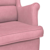 Fauteuil à bascule à oreilles en velours rose bois massif