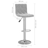 Tabourets de bar lot de 2 gris clair velours