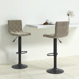 Tabourets de bar lot de 2 gris clair velours