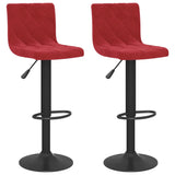 Tabourets de bar lot de 2 rouge bordeaux velours