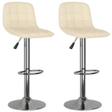 Tabourets de bar lot de 2 crème tissu