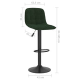 Tabourets de bar lot de 2 vert foncé velours