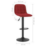 Tabourets de bar lot de 2 rouge bordeaux velours