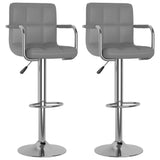 Tabourets de bar lot de 2 gris similicuir