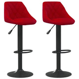 Tabourets de bar lot de 2 rouge bordeaux velours