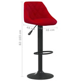 Tabourets de bar lot de 2 rouge bordeaux velours