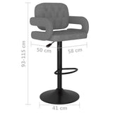 Tabourets de bar lot de 2 gris clair tissu