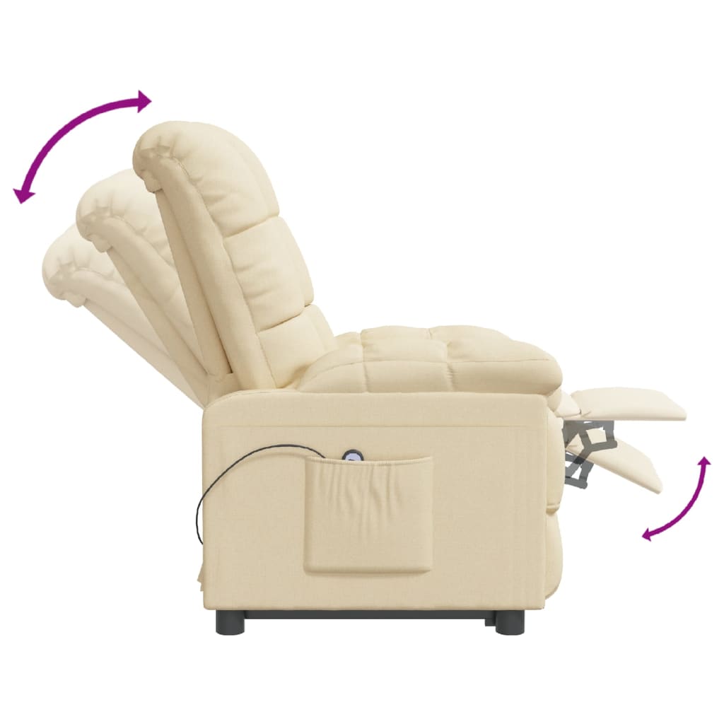 Fauteuil inclinable électrique Crème Tissu