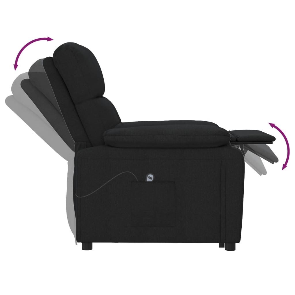 Fauteuil inclinable électrique Noir Tissu
