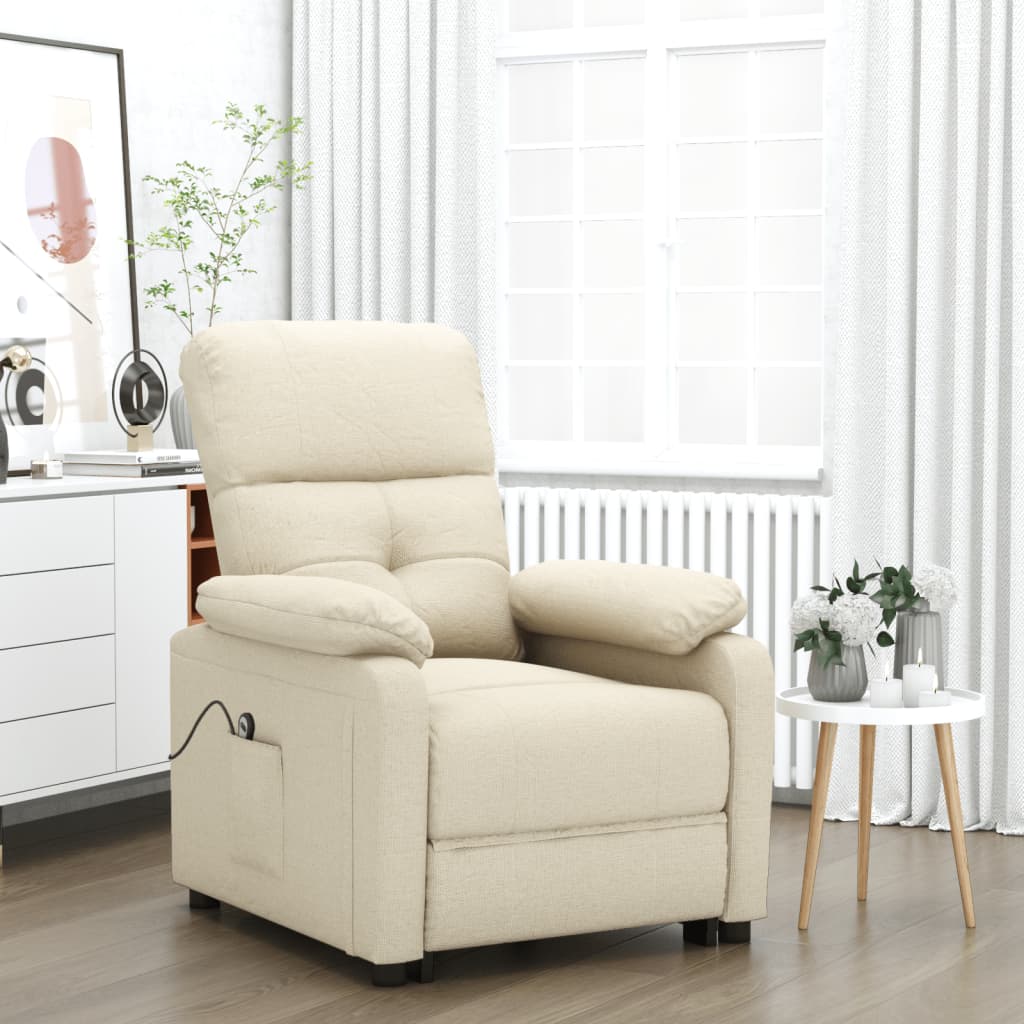 Fauteuil inclinable électrique Crème Tissu