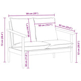 Canapé 2 places noir cuir véritable et bois d'acacia solide