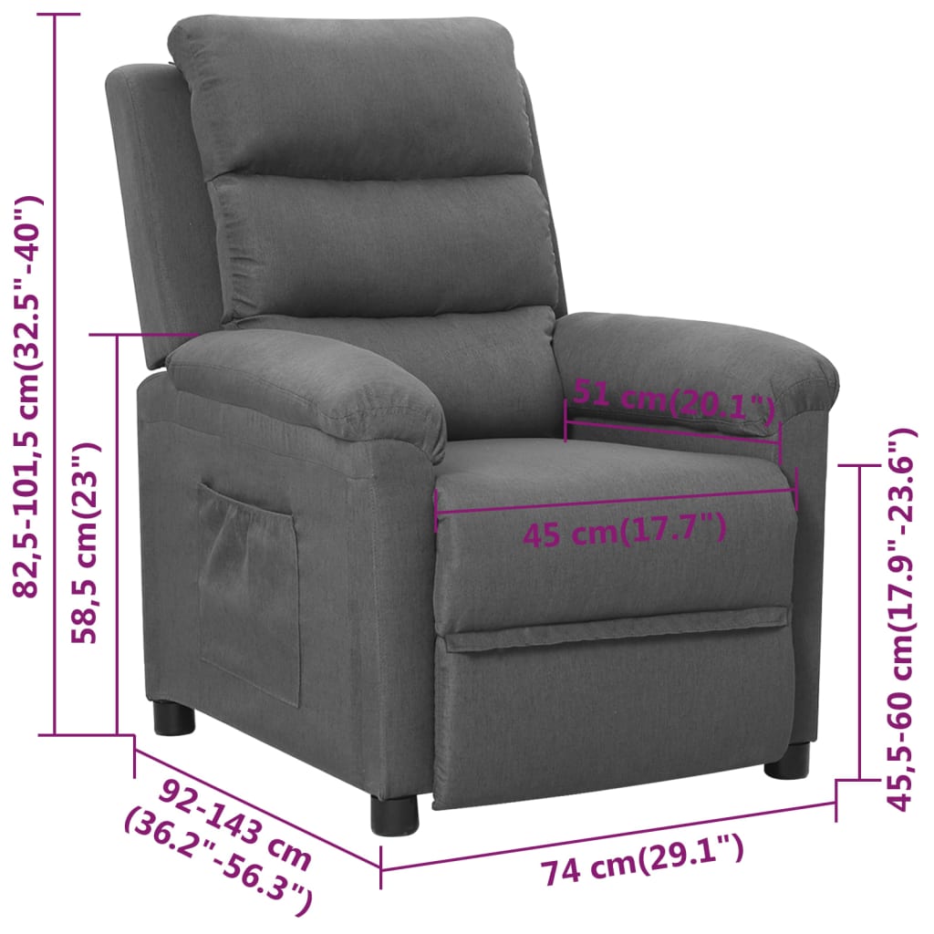 Fauteuil inclinable Gris clair Tissu