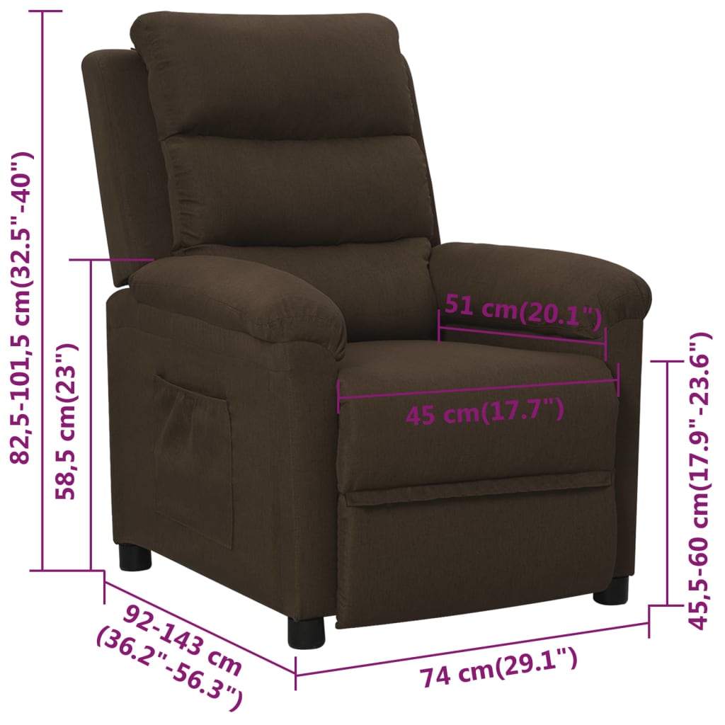 Fauteuil inclinable Marron foncé Tissu