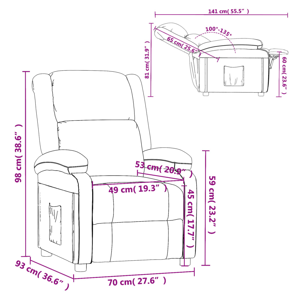 Fauteuil inclinable gris clair velours