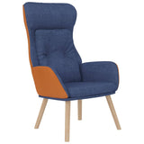 Chaise de relaxation avec repose-pied Bleu Similicuir et tissu