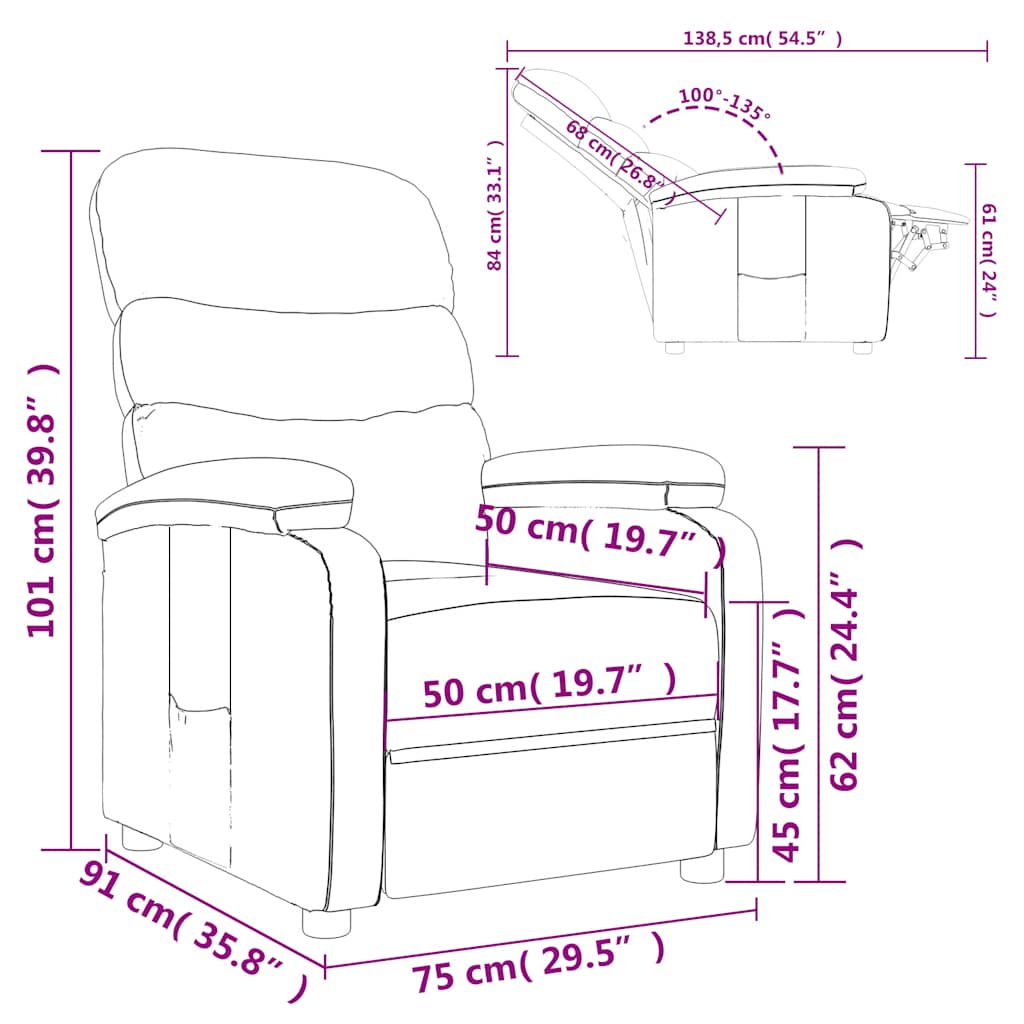 Fauteuil inclinable Marron foncé Tissu