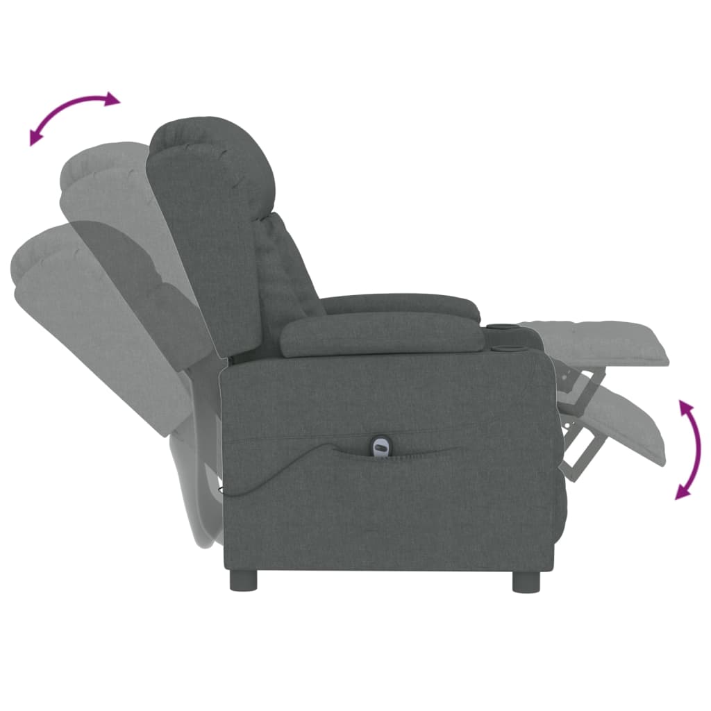 Fauteuil inclinable électrique Gris foncé Tissu