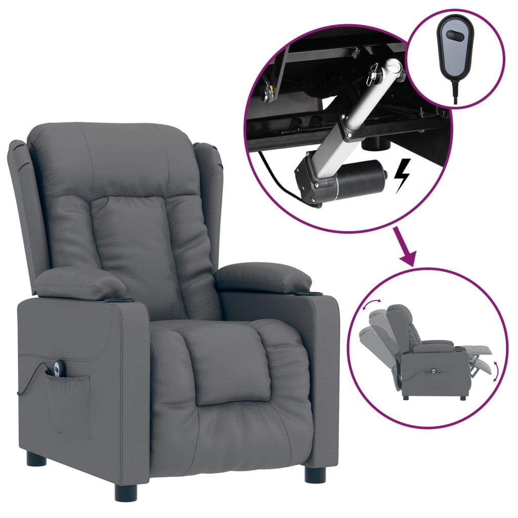Fauteuil inclinable électrique Gris Similicuir