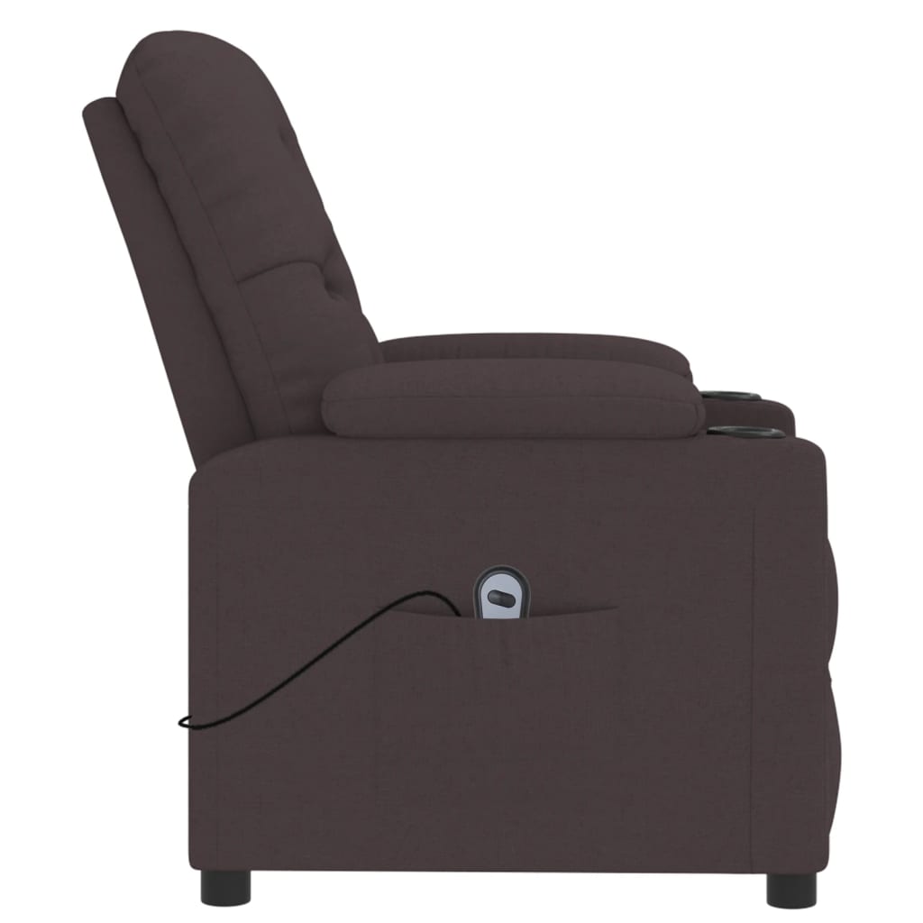 Fauteuil inclinable électrique Marron foncé Tissu