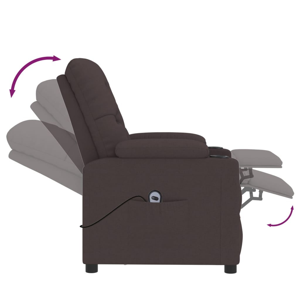 Fauteuil inclinable électrique Marron foncé Tissu