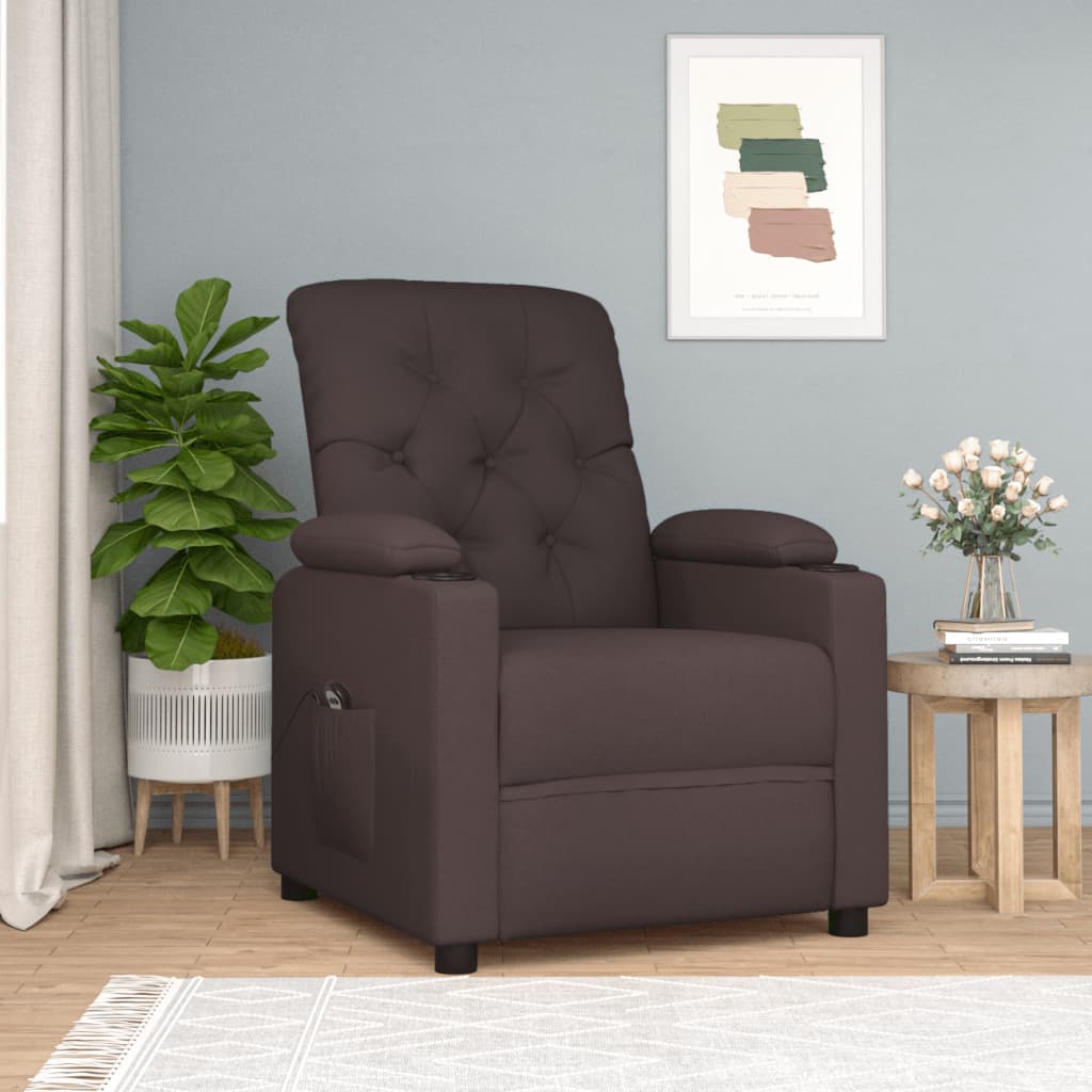 Fauteuil inclinable électrique Marron foncé Tissu