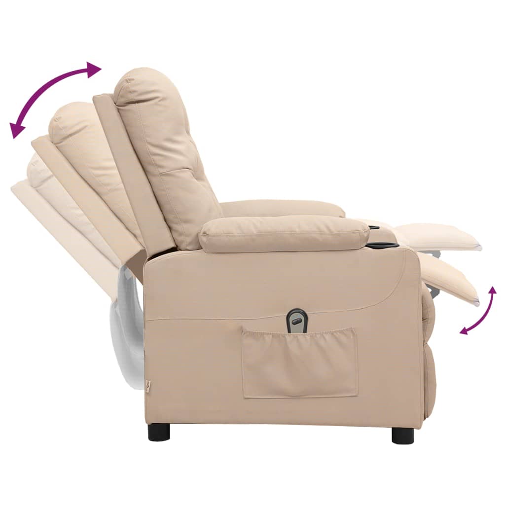 Fauteuil inclinable électrique Crème Tissu