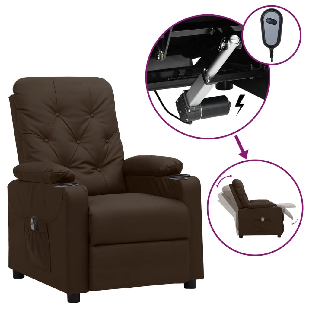 Fauteuil inclinable électrique Marron Similicuir