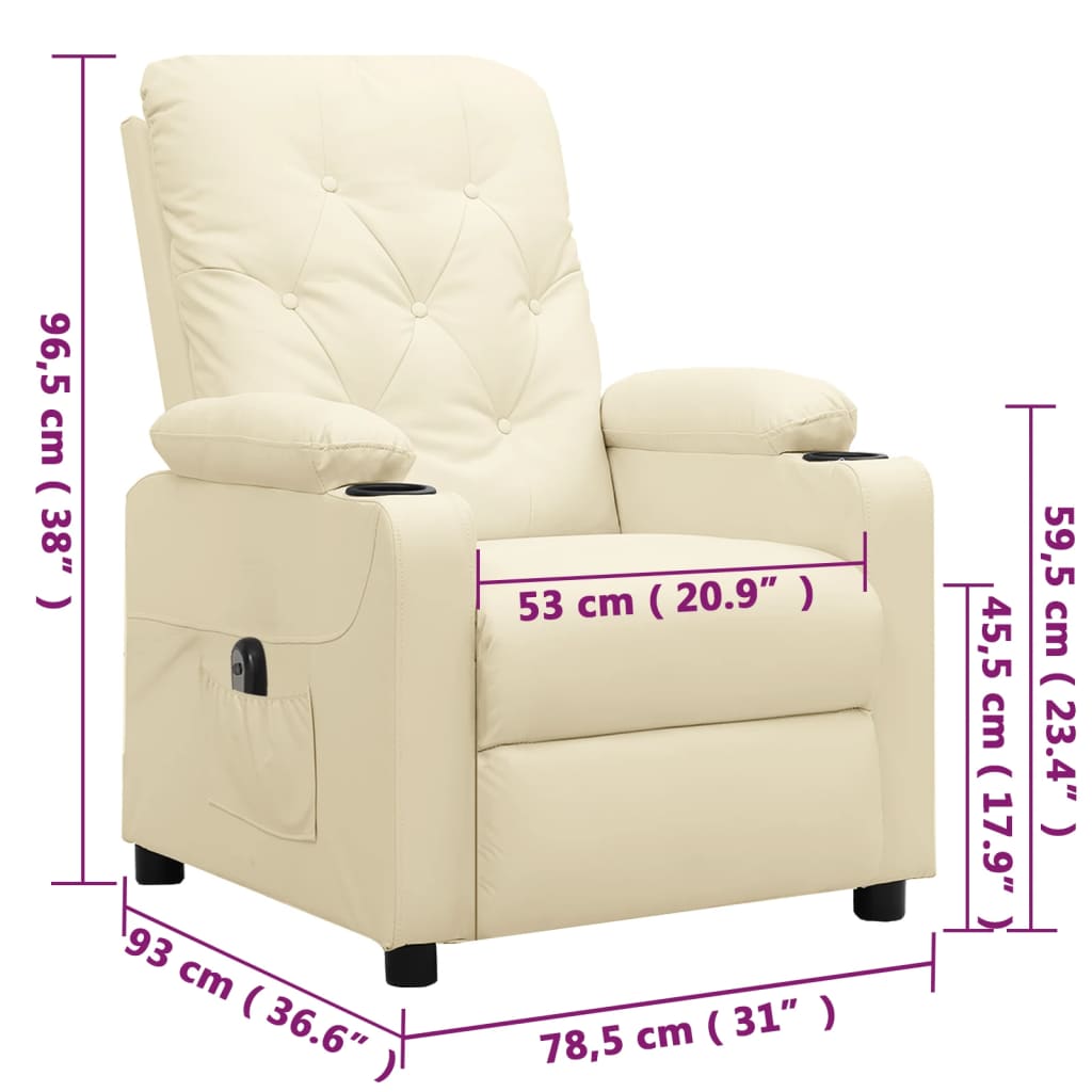Fauteuil inclinable électrique Crème Similicuir