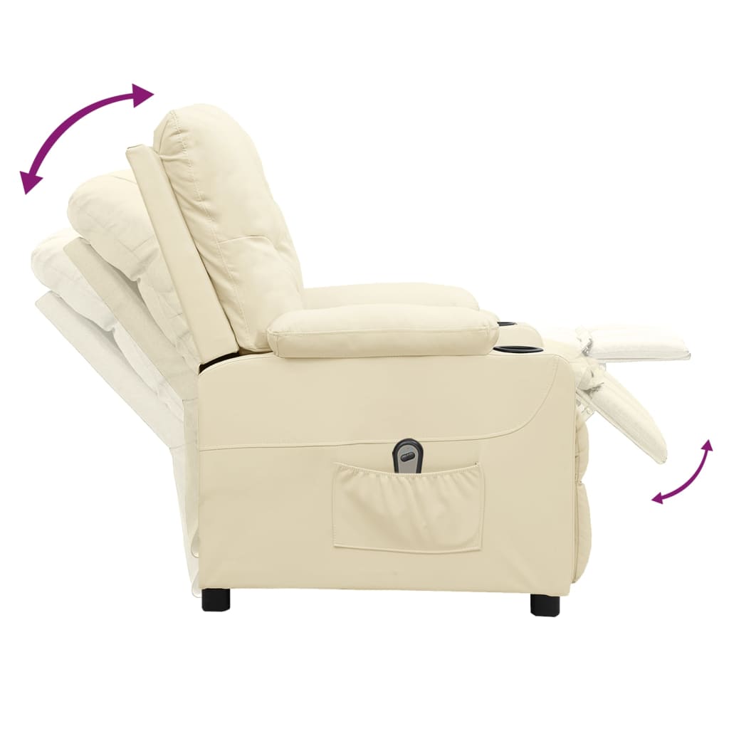 Fauteuil inclinable électrique Crème Similicuir