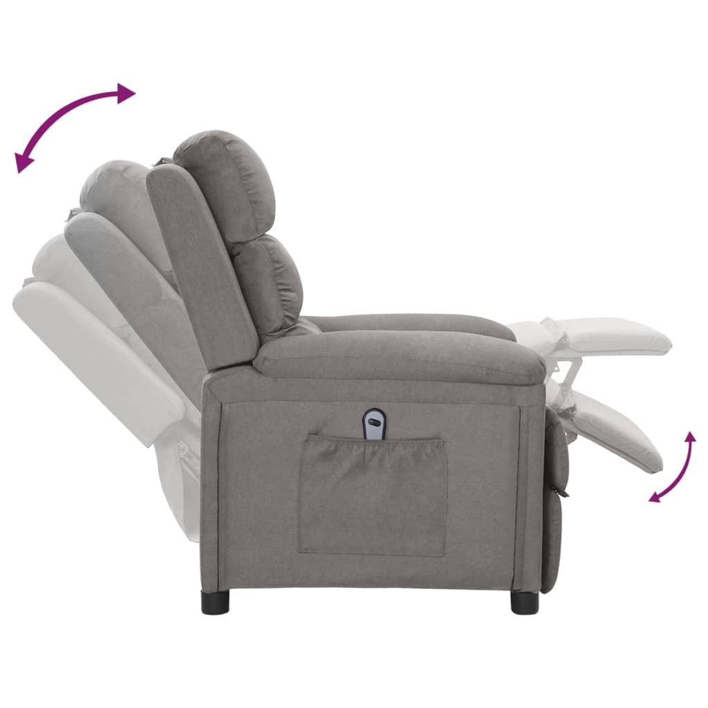 Fauteuil inclinable électrique Gris clair Tissu