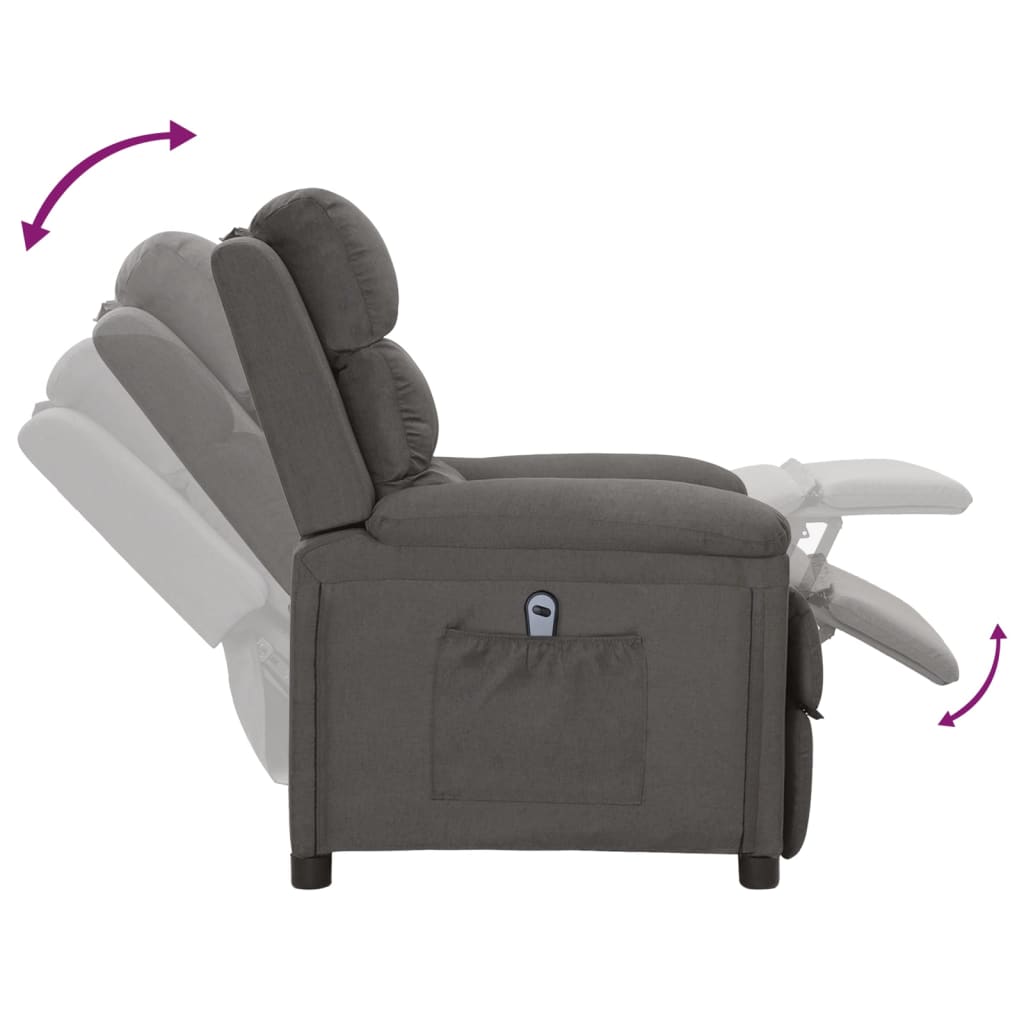 Fauteuil inclinable électrique Gris foncé Tissu