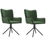 Chaises pivotantes à manger lot de 2 Vert foncé Velours