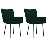 Chaises à manger lot de 2 Vert foncé Velours