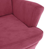 Fauteuil à oreilles avec tabouret bordeaux velours