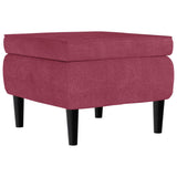 Fauteuil à oreilles avec tabouret bordeaux velours