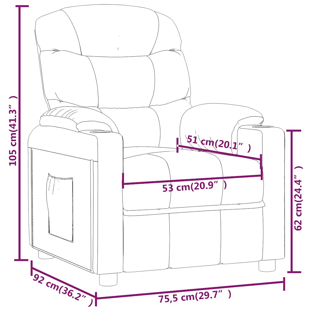 Fauteuil inclinable en tissu marron foncé