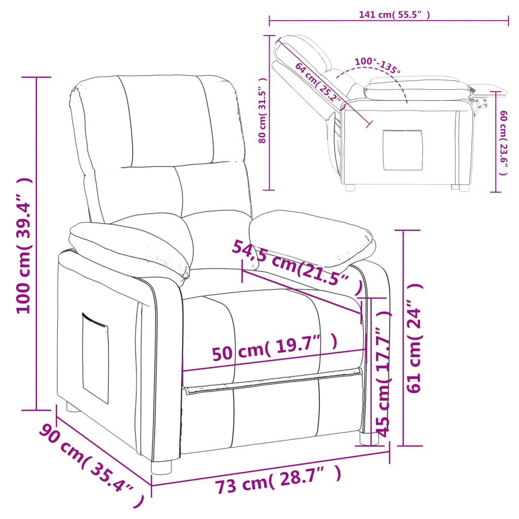 Fauteuil inclinable Marron Tissu