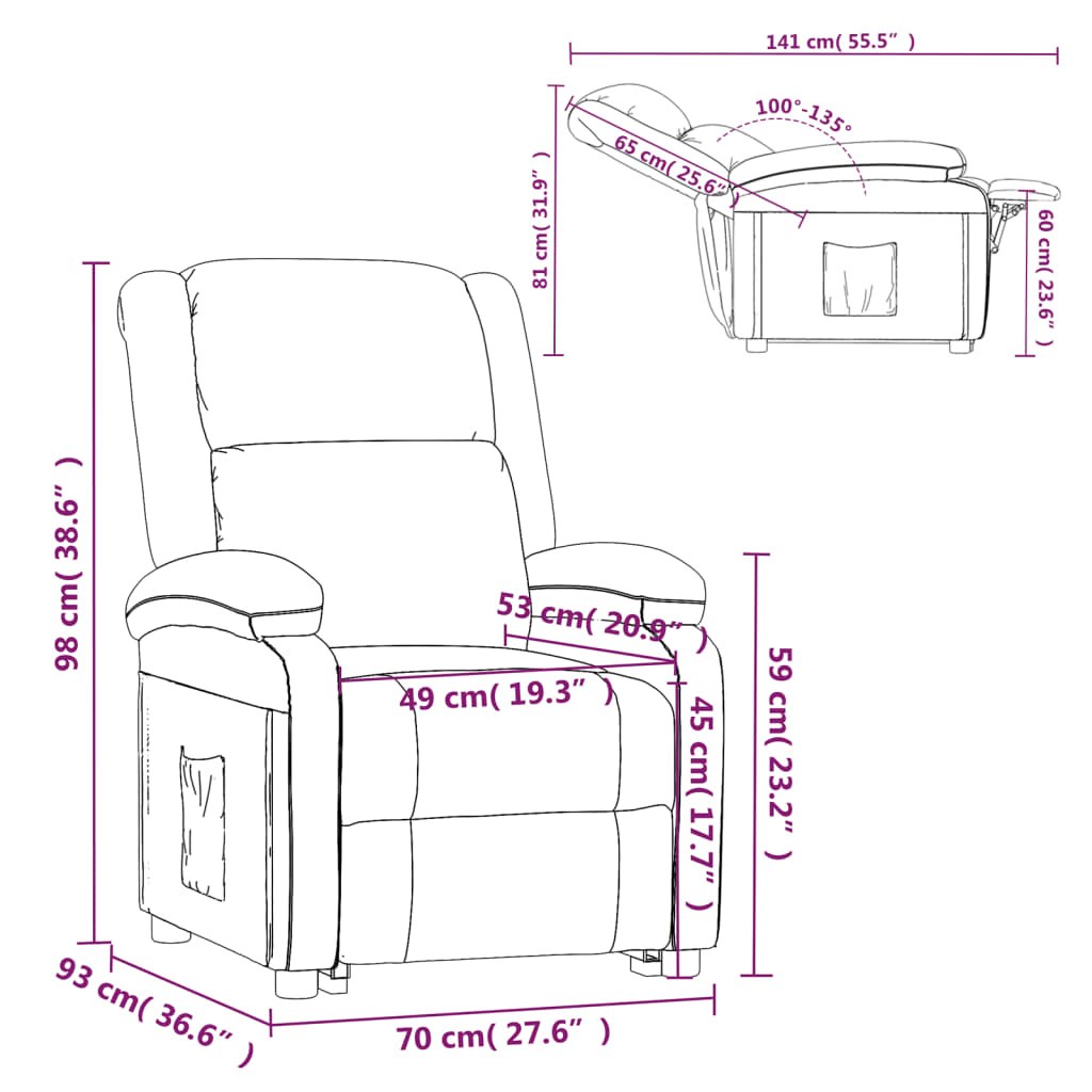Fauteuil inclinable Gris clair Tissu