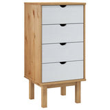 Commode OTTA marron et blanc 45x39x90 cm bois de pin massif