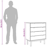 Commode OTTA Marron et blanc 76,5x39,5x90 cm Bois de pin massif