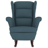 Fauteuil à bascule à oreilles en velours bleu bois massif