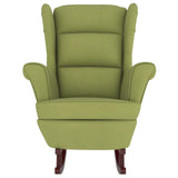 Fauteuil à bascule à oreilles en velours vert clair bois massif