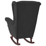Fauteuil à bascule à oreilles en velours noir bois massif