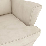 Fauteuil à bascule à oreilles en velours crème bois massif